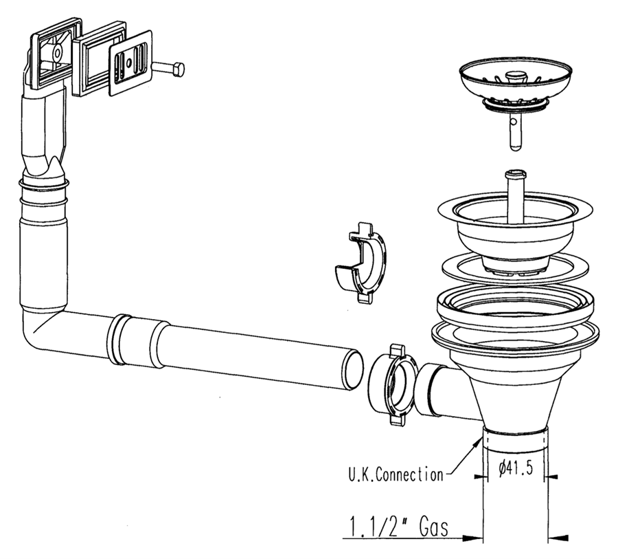 Franke / Lira 90mm Sink Basket Strainer Waste Kit (WITH Overflow